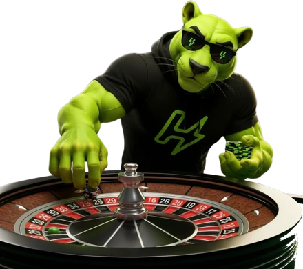 Hyperbet tiger mascot spinning a roulette wheel
